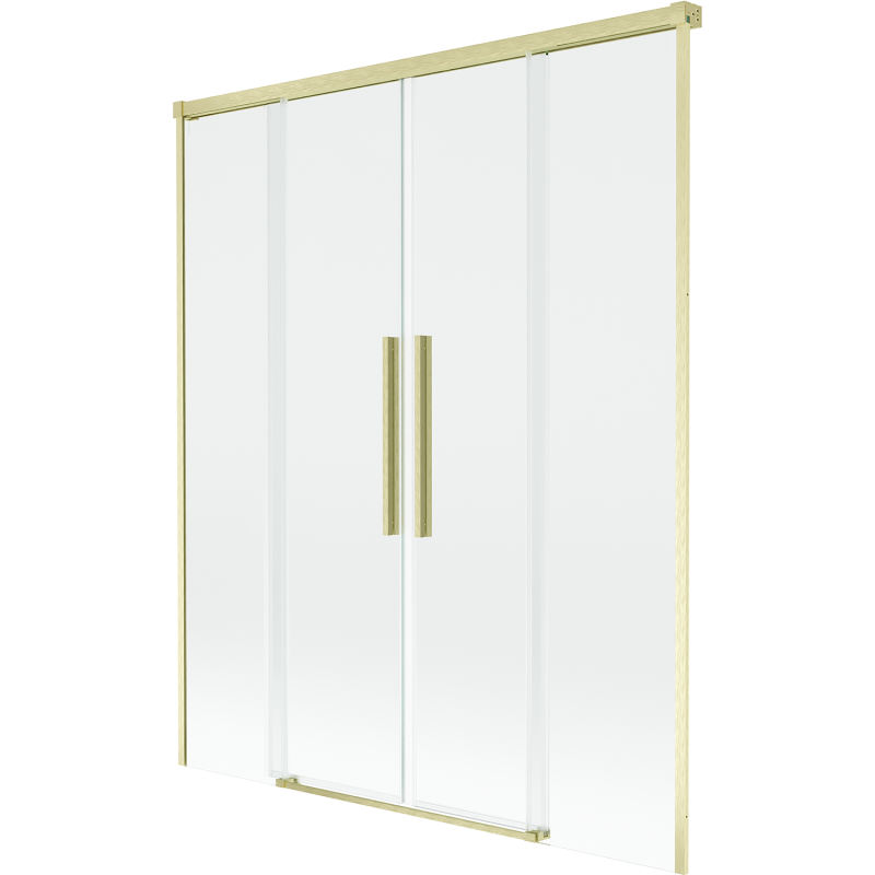 Mexen Rox Duschabtrennung, 2-flügelig, verschiebbar 140 x 150 cm, transparent, gold gebürstet - 8C9-140-002-55-00