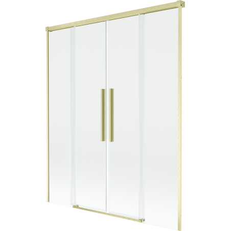 Mexen Rox Duschabtrennung, 2-flügelig, verschiebbar 140 x 150 cm, transparent, gold gebürstet - 8C9-140-002-55-00