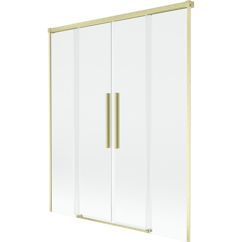 Mexen Rox tweepanelige verschuifbare badwand 160 x 150 cm, transparant, geborsteld goud - 8C9-160-002-55-00