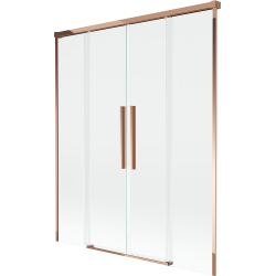 Mexen Rox parawan nawannowy 2-skrzydłowy rozsuwany 150 x 150 cm, transparent, różowe złoto - 8C9-150-002-60-00