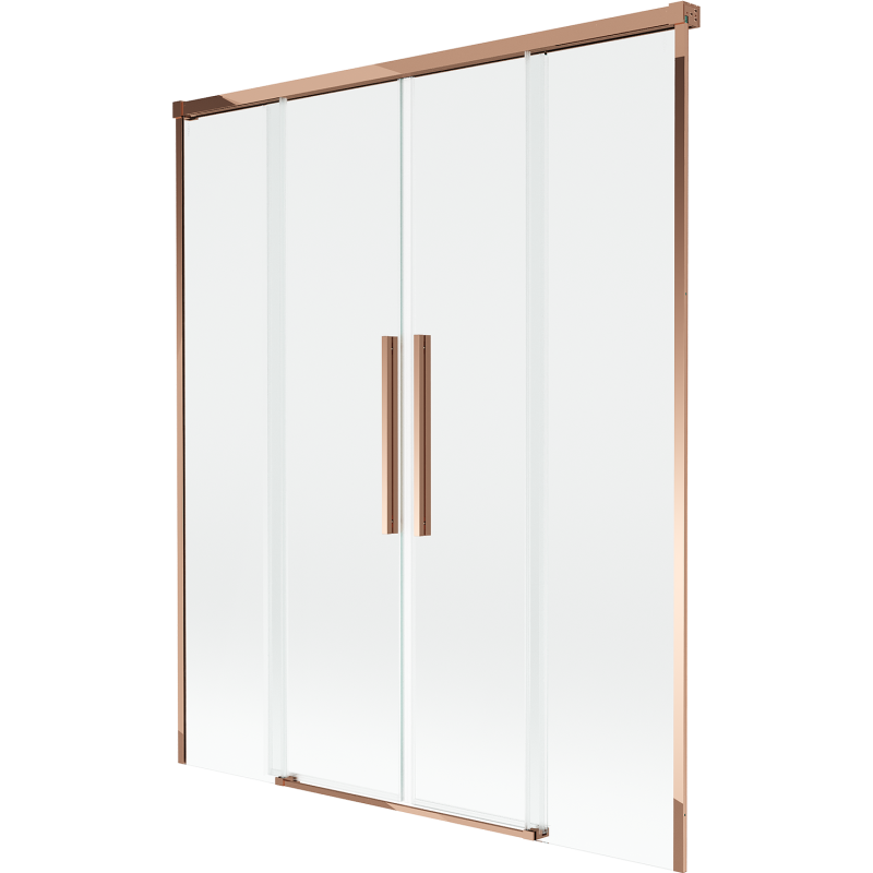 Mexen Rox Badewannenabtrennung 2-flügelig, verschiebbar 150 x 150 cm, transparent, Roségold - 8C9-150-002-60-00