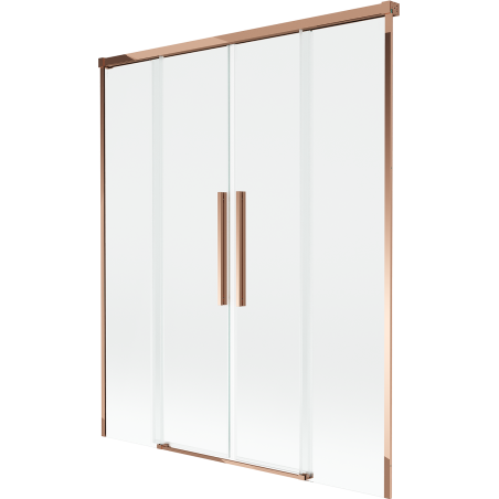 Mexen Rox parawan nawannowy 2-skrzydłowy rozsuwany 150 x 150 cm, transparent, różowe złoto - 8C9-150-002-60-00