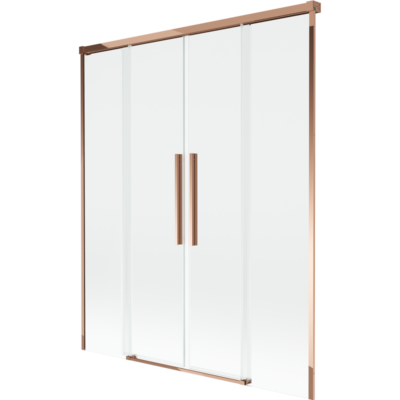 Mexen Rox 2 alas de mampara de ducha deslizante 160 x 150 cm, transparente, oro rosa - 8C9-160-002-60-00
