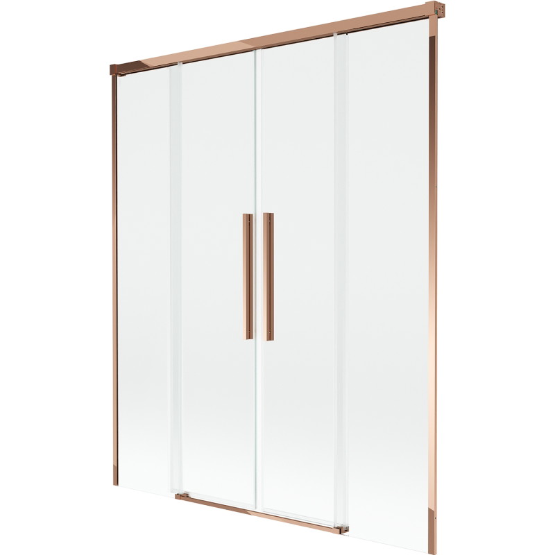 Mexen Rox zweiflügeliger, verschiebbarer Badewannenaufsatz 160 x 150 cm, transparent, Roségold - 8C9-160-002-60-00