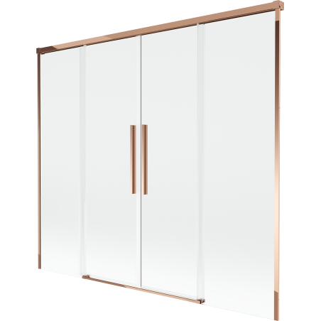 Mexen Rox painel de banho deslizante de 2 asas 180 x 150 cm, transparente, ouro rosa - 8C9-180-002-60-00
