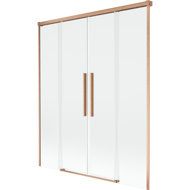 Mexen Rox Duschwand 2-flügelig verschiebbar 140 x 150 cm, transparent, gebürstetes Kupfer - 8C9-140-002-65-00