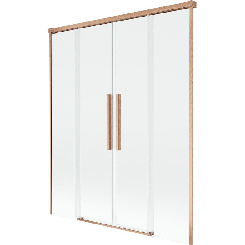 Mexen Rox twee-delige verschuifbare badwand 140 x 150 cm, transparant, geborsteld koper - 8C9-140-002-65-00