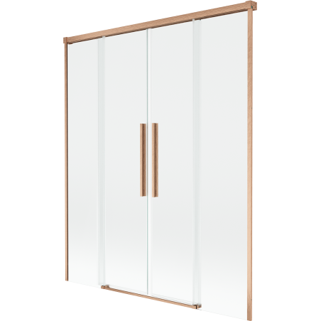 Mexen Rox Duschwand 2-flügelig verschiebbar 140 x 150 cm, transparent, gebürstetes Kupfer - 8C9-140-002-65-00
