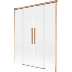 Mexen Rox shower screen 2-wing sliding 150 x 150 cm, transparent, brushed copper - 8C9-150-002-65-00