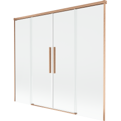 Mexen Rox paravento vasca da bagno 2 ante scorrevoli 170 x 150 cm, trasparente, rame spazzolato - 8C9-170-002-65-00