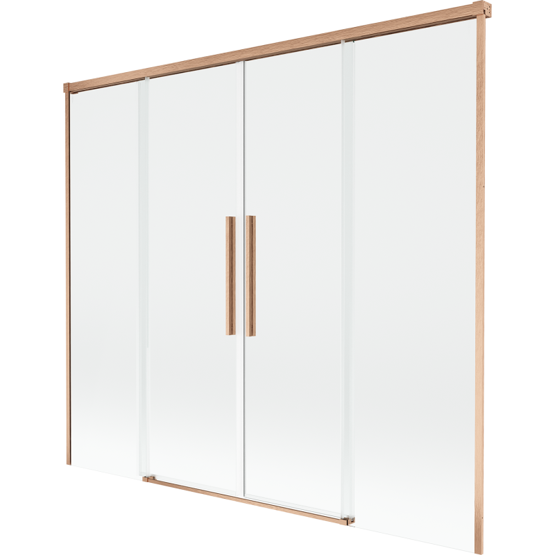 Mexen Rox parawan nawannowy 2-skrzydłowy rozsuwany 170 x 150 cm, transparent, miedź szczotkowana - 8C9-170-002-65-00