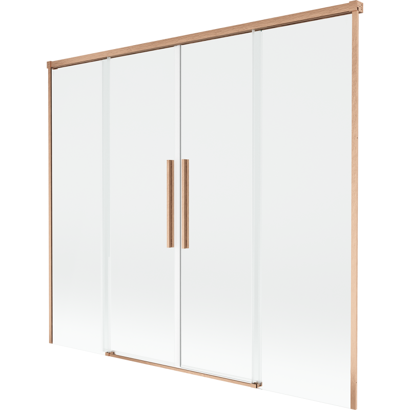 Mexen Rox zweiteiliger, ausziehbarer Duschschirm 170 x 150 cm, transparent, gebürstetes Kupfer - 8C9-170-002-65-00