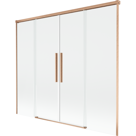 Mexen Rox zweiteiliger, ausziehbarer Duschschirm 170 x 150 cm, transparent, gebürstetes Kupfer - 8C9-170-002-65-00