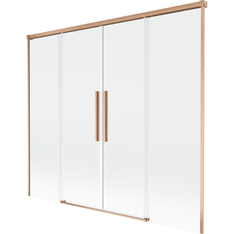 Mexen Rox tweepanelen uitschuifbare badwand 180 x 150 cm, transparant, geborsteld koper - 8C9-180-002-65-00