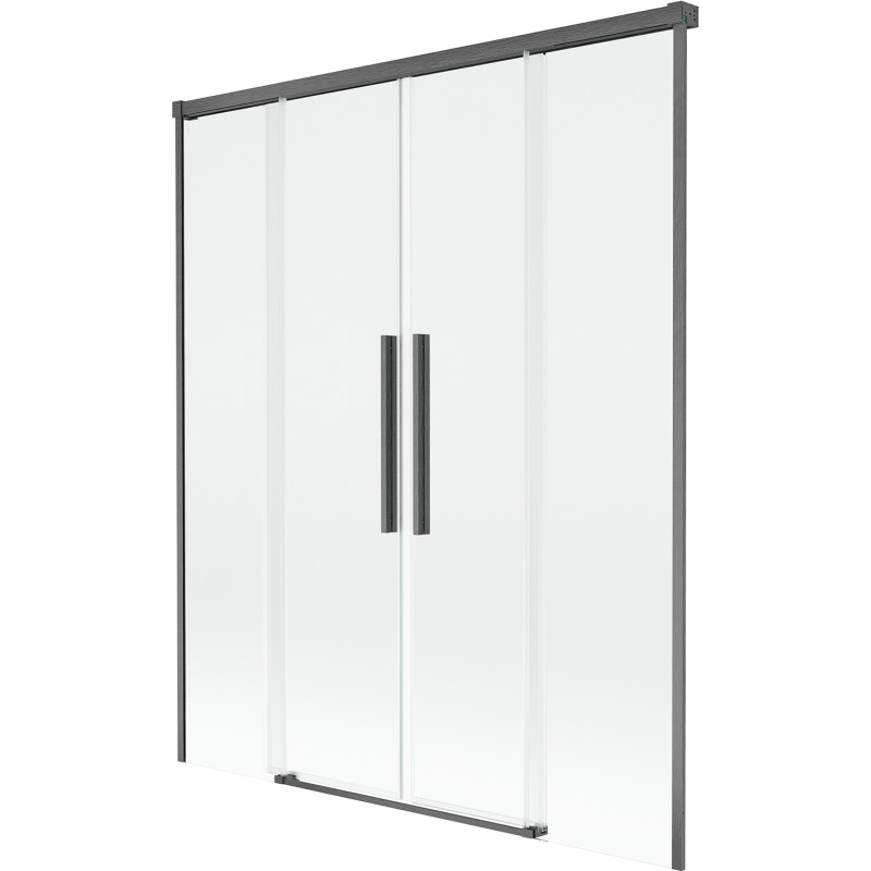 Mexen Rox paroi de baignoire à 2 volets coulissante 140 x 150 cm, transparent, gris armé brossé - 8C9-140-002-66-00
