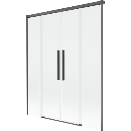 Mexen Rox parawan nawannowy 2-skrzydłowy rozsuwany 140 x 150 cm, transparent, gun gray szczotkowany - 8C9-140-002-66-00