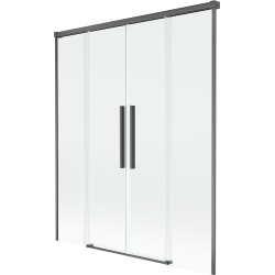Mexen Rox dvodijelna klizna pregrada za kupatilo 150 x 150 cm, prozirna, četkano sivo - 8C9-150-002-66-00