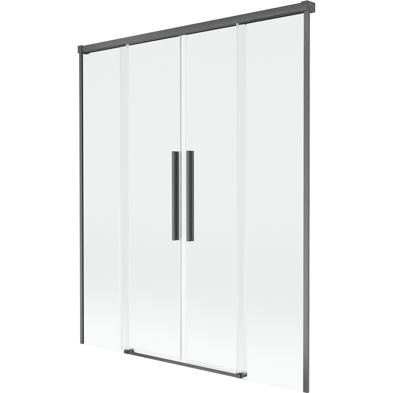 Mexen Rox mampara de ducha de 2 alas deslizantes 150 x 150 cm, transparente, gris metálico cepillado - 8C9-150-002-66-00