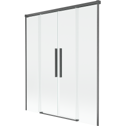Mexen Rox 2-krilni klizni tuš paravan 160 x 150 cm, proziran, četkana boja pištoljsko siva - 8C9-160-002-66-00