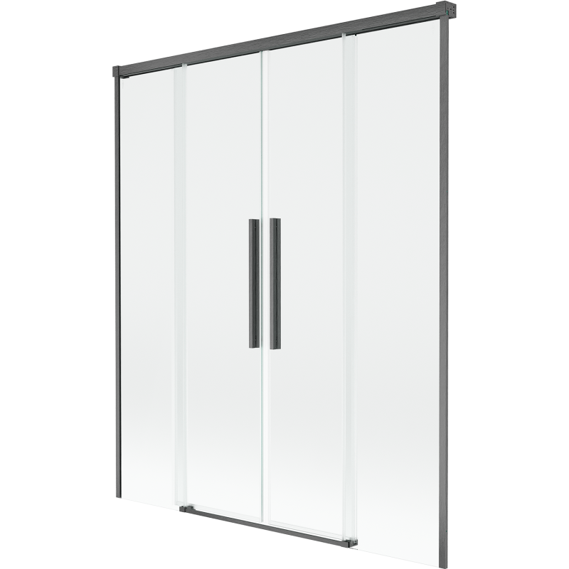 Mexen Rox Duschabtrennung 2-flügelig schiebbar 160 x 150 cm, transparent, gebürstetes Gun Gray - 8C9-160-002-66-00