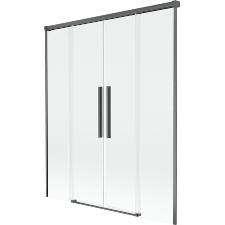 Mexen Rox parawan nawannowy 2-skrzydłowy rozsuwany 160 x 150 cm, transparent, gun gray szczotkowany - 8C9-160-002-66-00