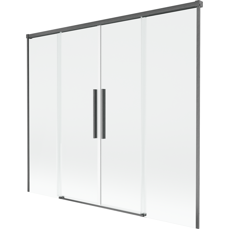 Mexen Rox parawan nawannowy 2-skrzydłowy rozsuwany 170 x 150 cm, transparent, gun gray szczotkowany - 8C9-170-002-66-00