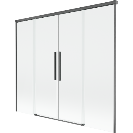 Mexen Rox Duschwand 2-flügelig verschiebbar 170 x 150 cm, transparent, gebürstetes Gun Gray - 8C9-170-002-66-00