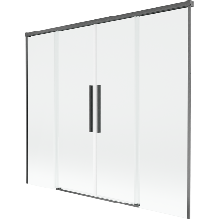 Mexen Rox parawan nawannowy 2-skrzydłowy rozsuwany 170 x 150 cm, transparent, gun gray szczotkowany - 8C9-170-002-66-00