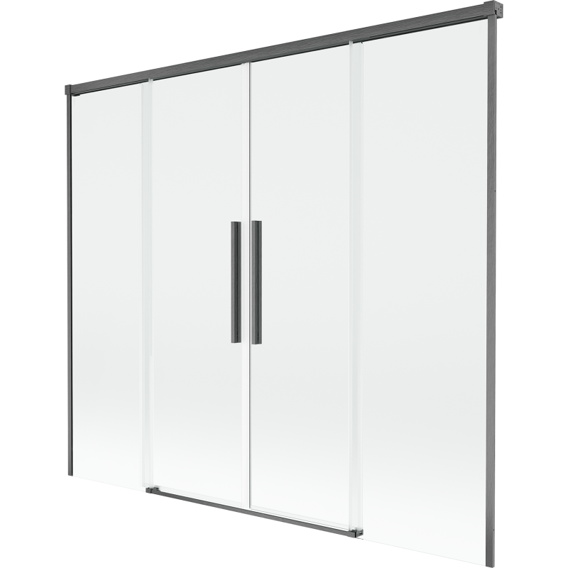 Mexen Rox 2-delige uitschuifbare badwand 180 x 150 cm, transparant, geborsteld kanon grijs - 8C9-180-002-66-00