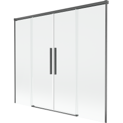 Mexen Rox parawan nawannowy 2-skrzydłowy rozsuwany 190 x 150 cm, transparent, gun gray szczotkowany - 8C9-190-002-66-00