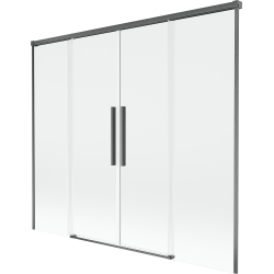 Mexen Rox zweefälleg Duschwand 2-Flilléig verréckelbar 190 x 150 cm, transparent, Gun Gray gebierstet - 8C9-190-002-66-00