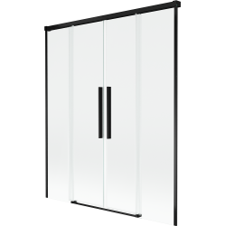 Mexen Rox parawan nawannowy 2-skrzydłowy rozsuwany 140 x 150 cm, transparent, czarny - 8C9-140-002-70-00