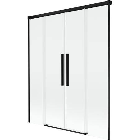 Mexen Rox 2-flügelige verschiebbare Badewannenfaltwand 140 x 150 cm, transparent, schwarz - 8C9-140-002-70-00