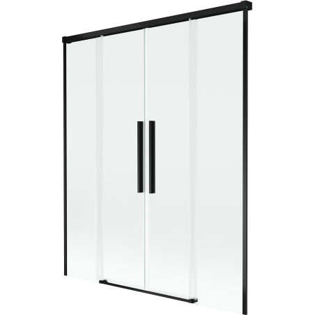 Mexen Rox parawan nawannowy 2-skrzydłowy rozsuwany 140 x 150 cm, transparent, czarny - 8C9-140-002-70-00