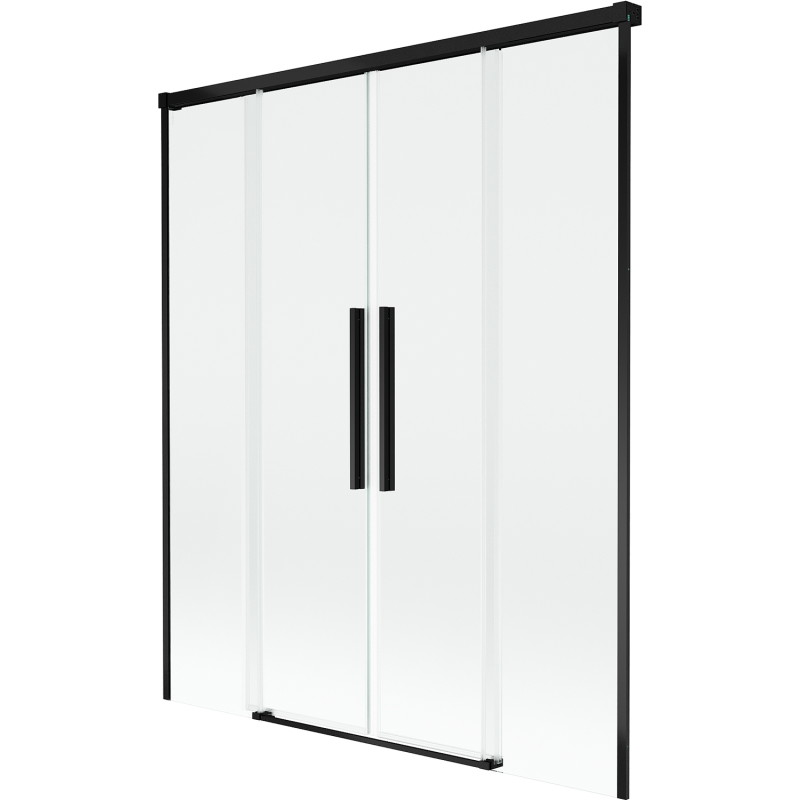 Mexen Rox 2-delige uitschuifbare badscherm 160 x 150 cm, transparant, zwart - 8C9-160-002-70-00
