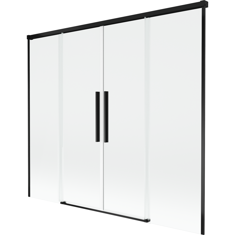 Mexen Rox parawan nawannowy 2-skrzydłowy rozsuwany 170 x 150 cm, transparent, czarny - 8C9-170-002-70-00