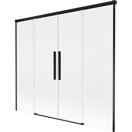 Mexen Rox parawan nawannowy 2-skrzydłowy rozsuwany 170 x 150 cm, transparent, czarny - 8C9-170-002-70-00