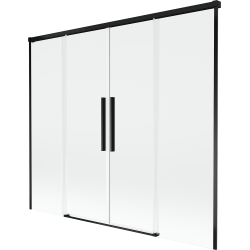 Mexen Rox Duschabtrennung, 2-flügelig verschiebbar, 190 x 150 cm, transparent, schwarz - 8C9-190-002-70-00