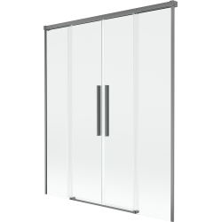 Mexen Rox 2-panel retractable shower screen 140 x 150 cm, transparent, gun metal - 8C9-140-002-95-00