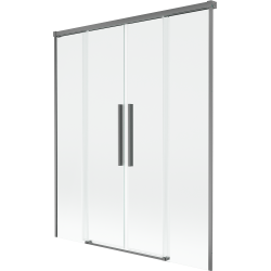 Mexen Rox διπλό συρόμενο μπάνιο 150 x 150 εκ., διαφανές, gun metal - 8C9-150-002-95-00