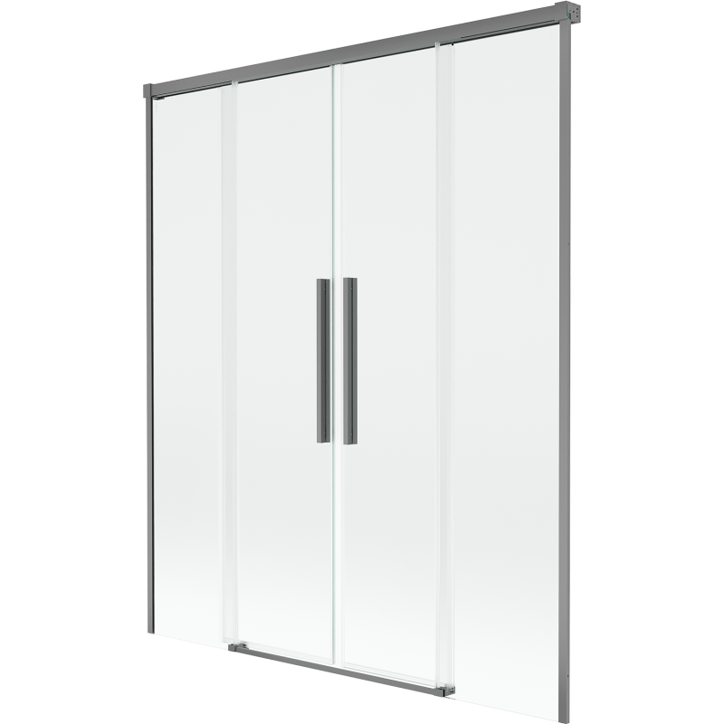 Mexen Rox Duschabtrennung, 2-flügelig, verschiebbar, 150 x 150 cm, transparent, Gun Metal - 8C9-150-002-95-00