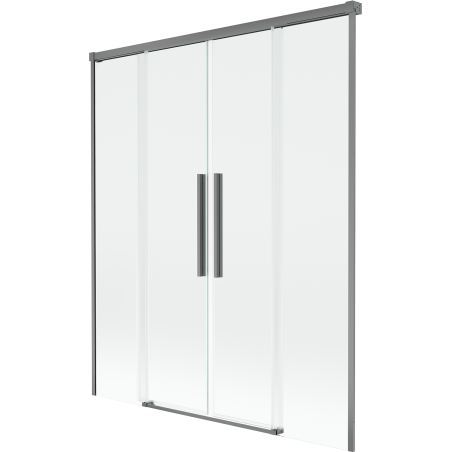 Mexen Rox Duschabtrennung, 2-flügelig, verschiebbar, 150 x 150 cm, transparent, Gun Metal - 8C9-150-002-95-00