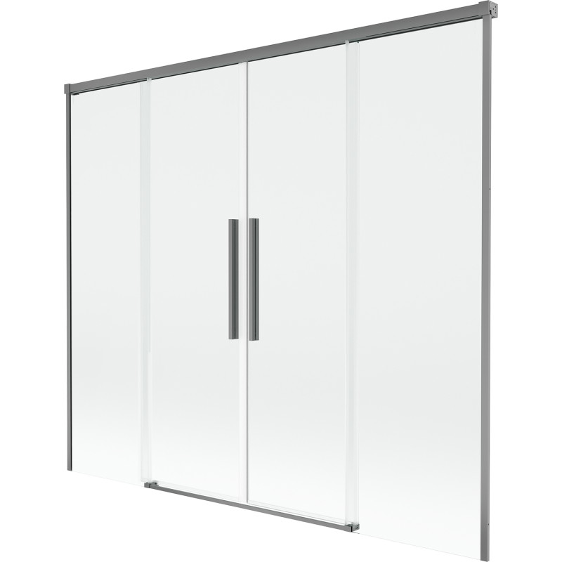Mexen Rox 2-delige verschuifbare badwand 180 x 150 cm, transparant, gun metal - 8C9-180-002-95-00