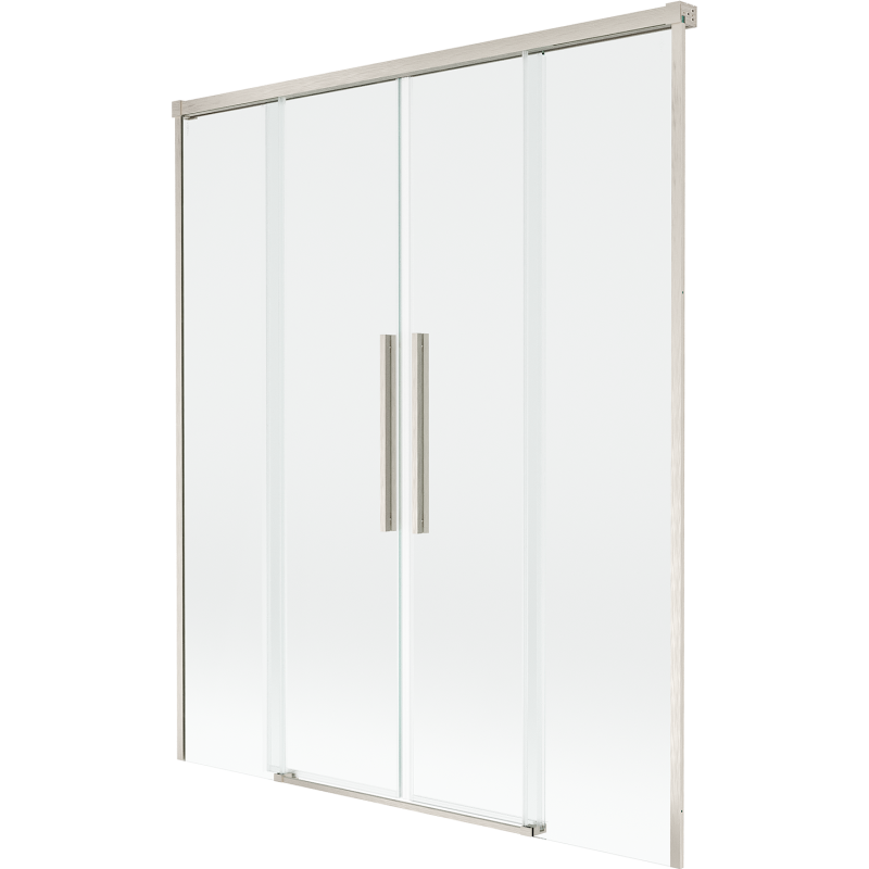 Mexen Rox badwand 2-delig schuifbaar 150 x 150 cm, transparant, geborsteld nikkel - 8C9-150-002-97-00