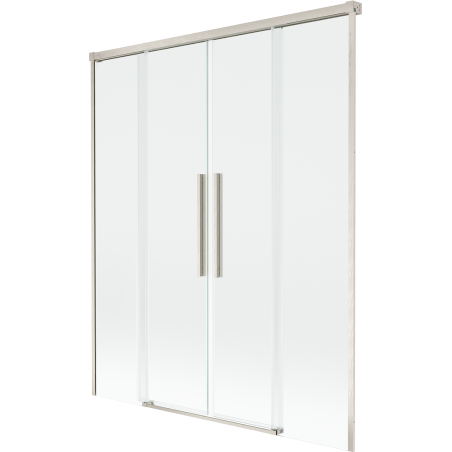 Mexen Rox Badewannenabtrennung 2-flügelig verschiebbar 150 x 150 cm, transparent, gebürsteter Nickel - 8C9-150-002-97-00