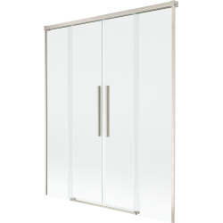 Mexen Rox Badewannenaufsatz 2-flügelig zum Schieben 160 x 150 cm, transparent, gebürstetes Nickel - 8C9-160-002-97-00