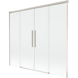 Mexen Rox divisória de chuveiro deslizante de 2 painéis 180 x 150 cm, transparente, níquel escovado - 8C9-180-002-97-00