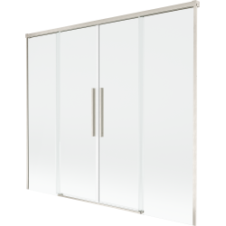 Mexen Rox Duschabtrennung Badewanne, 2-flügelig, verschiebbar 190 x 150 cm, transparent, gebürsteter Nickel - 8C9-190-002-97-00