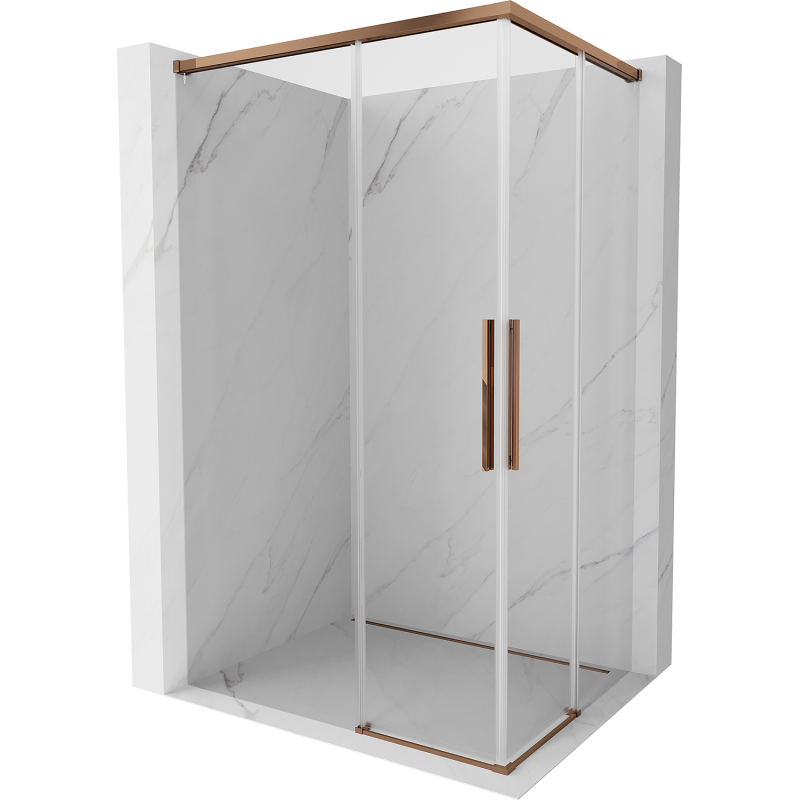 Mexen Rox Duo kabina prysznicowa rozsuwana 100 x 95 cm, transparent, różowe złoto - 8C2D-100-095-60-00