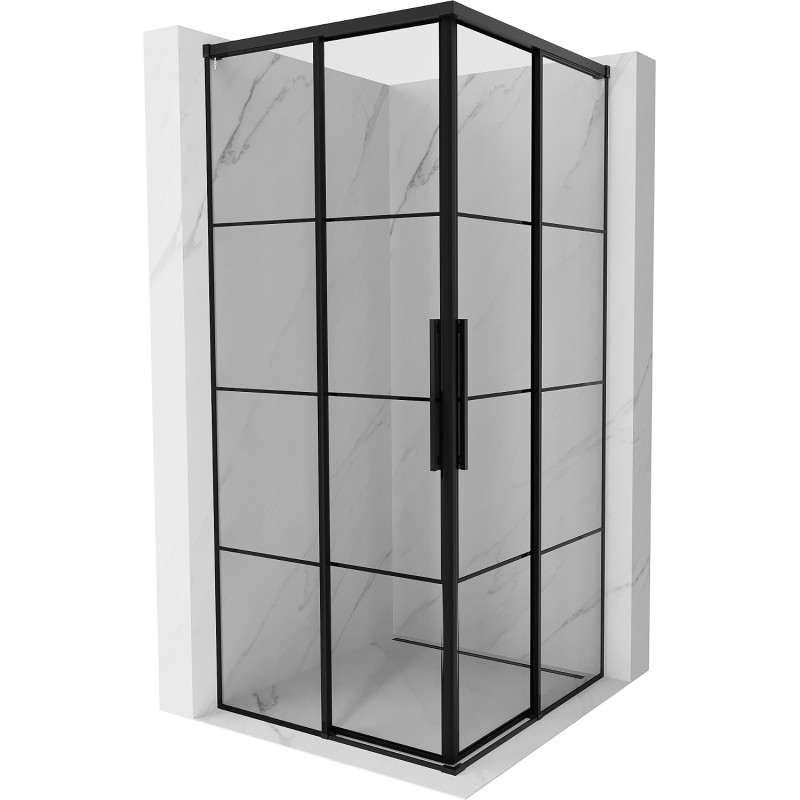 Mexen Rox Dubbele schuifdouchecabine 75 x 75 cm, zwart raster, zwart - 8C2D-075-075-70-77